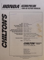 Honda Accord and Prelude, 1996-00 (Chilton Total Car Care Series Manuals)